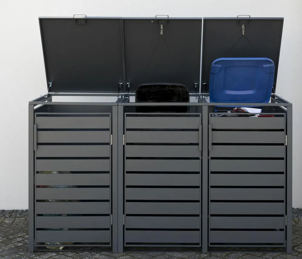 Westmann Mülltonnenverkleidung Kubus 3er Box, ca. B200/H116/T80 cm Anthrazit Outlet