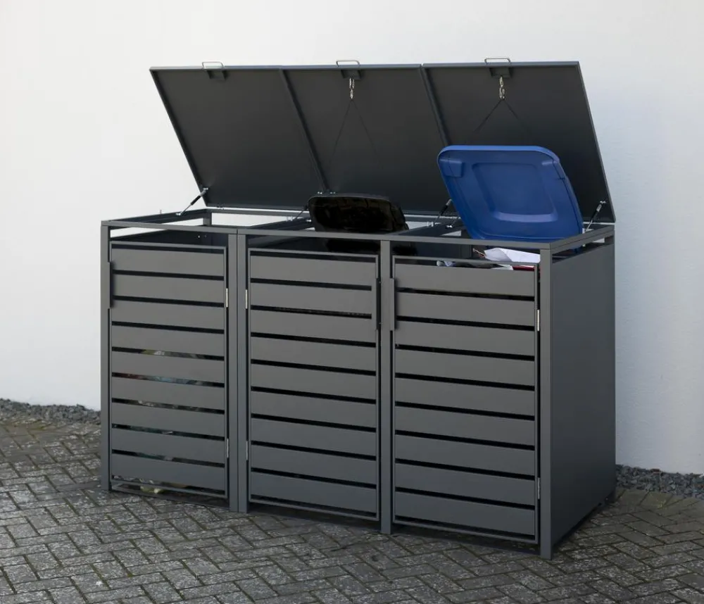 Westmann Mülltonnenverkleidung Kubus 3er Box, ca. B200/H116/T80 cm Anthrazit Outlet