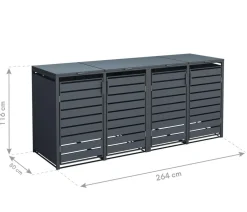 Westmann Mülltonnenverkleidung Kubus 4er Box, ca. B264/H116/T80 cm Anthrazit New