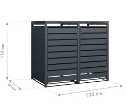 Westmann Mülltonnenverkleidung Kubus 2er Box, ca. B132/H116/T80 cm Anthrazit Discount