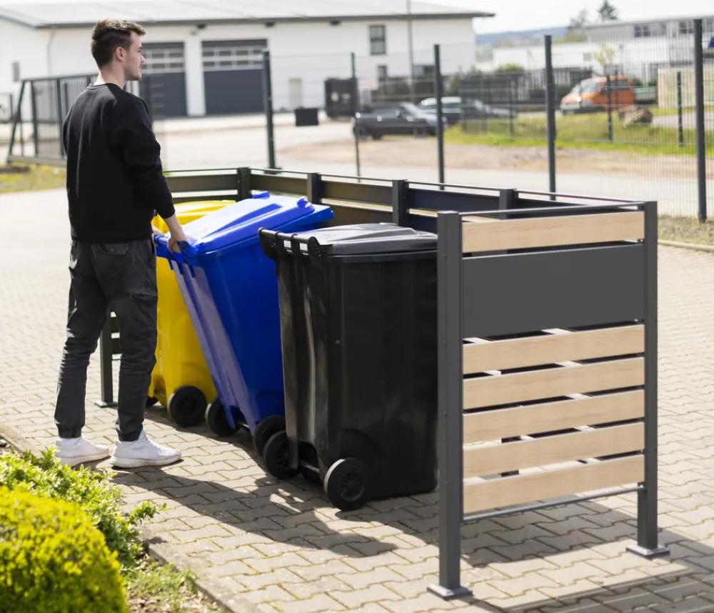 Westmann Mülltonnenboxen - Mülltonnenverkleidung Planum 4er Box, ca. B330/H120/T90 cm Natur