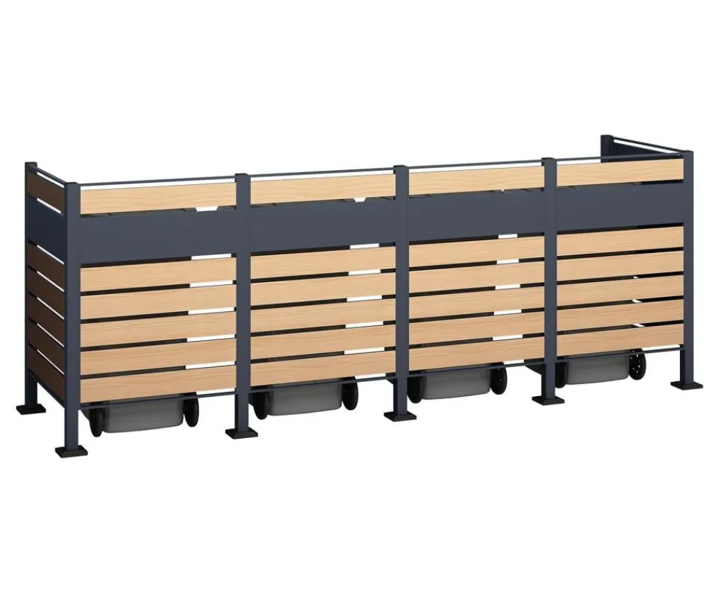 Westmann Mülltonnenboxen - Mülltonnenverkleidung Planum 4er Box, ca. B330/H120/T90 cm Natur