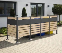 Westmann Mülltonnenboxen - Mülltonnenverkleidung Planum 4er Box, ca. B330/H120/T90 cm Natur