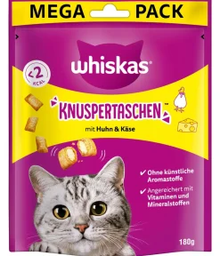 Whiskas® Katzenleckerlies & Getränke - Katzensnack Knuspertaschen, 180 g