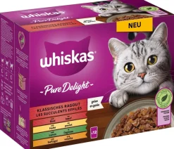 Whiskas® Nassfutter für Katzen Multipack Pure Delight Klassisches Ragout in Gelee, Adult, 12 x 85 g Discount