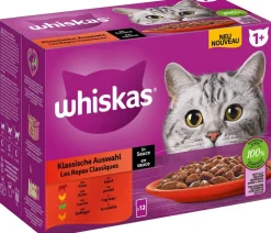 Whiskas® Nassfutter für Katzen Multipack Klassische Auswahl in Sauce, Adult, 12 x 85 g Sale
