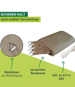 Windhager Sonnensegel Cannes, quadratisch, ca. B500/T500 cm Hellbraun Clearance