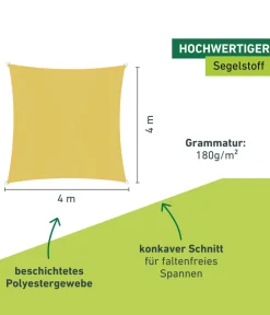Windhager Sonnensegel Cannes, quadratisch, ca. B400/T400 cm Gelb Discount