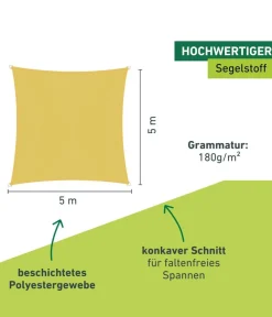 Windhager Sonnensegel - Sonnensegel Cannes, quadratisch, ca. B500/T500 cm Gelb