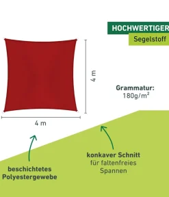 Windhager Sonnensegel - Sonnensegel Cannes, quadratisch, ca. B400/T400 cm Rot