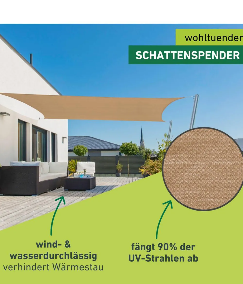 Windhager Sonnensegel Capri, rechteckig, ca. B400/T300 cm Hellbraun Hot