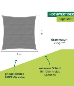 Windhager Sonnensegel Capri, quadratisch, ca. B400/T400 cm Grau New