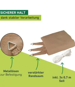 Windhager Sonnensegel - Sonnensegel Capri, dreieckig, ca. B400/T400 cm Hellbraun
