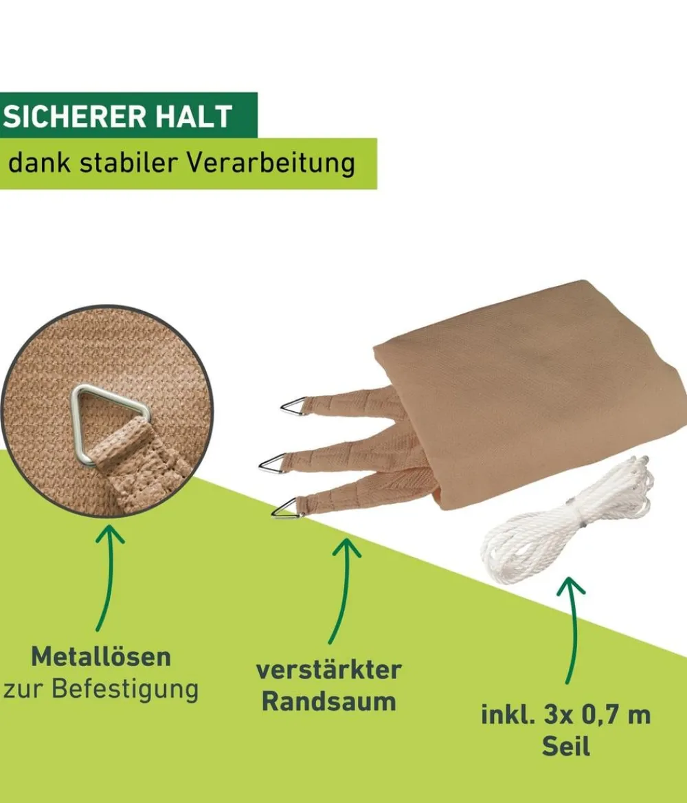 Windhager Sonnensegel - Sonnensegel Capri, dreieckig, ca. B400/T400 cm Hellbraun