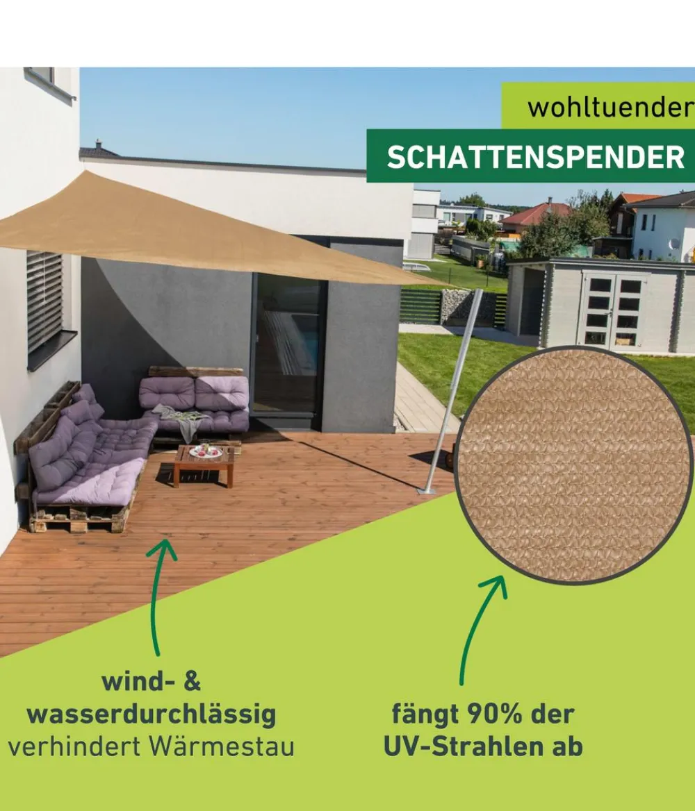 Windhager Sonnensegel - Sonnensegel Capri, dreieckig, ca. B400/T400 cm Hellbraun