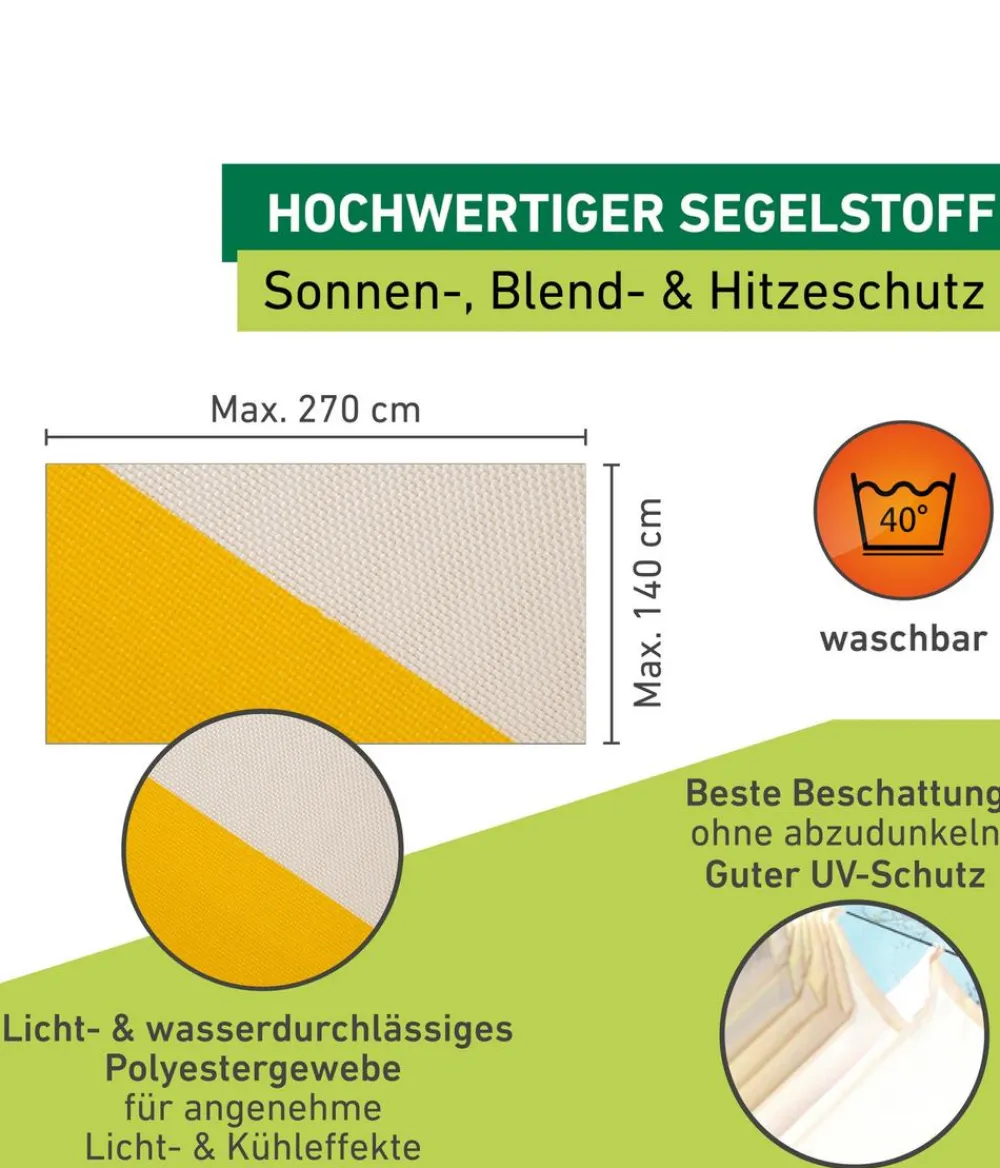 Windhager Sonnensegel, rechteckig,ca. B270/T140cm Gelb Hot