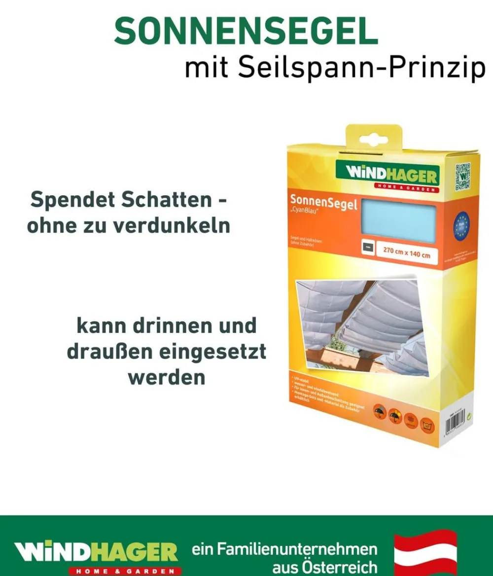 Windhager Sonnensegel - Sonnensegel, rechteckig,ca. B270/T140cm Hellblau