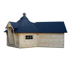 Wolff Finnhaus Gartenhaus Grillkota 9 de luxe B, inkl. Saunaanbau, ca. B426/H364/T624 cm Schwarz Discount