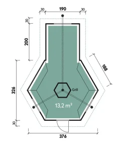 Wolff Finnhaus Gartenhäuser & Gerätehäuser - Gartenhaus Grillkota 9 de luxe, inkl. Anbau, ca. B426/H364/T574 cm Rot