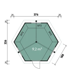 Wolff Finnhaus Gartenhäuser & Gerätehäuser > Gartenhaus Grillkota Basic 9, ca. B426/H330/T376 cm