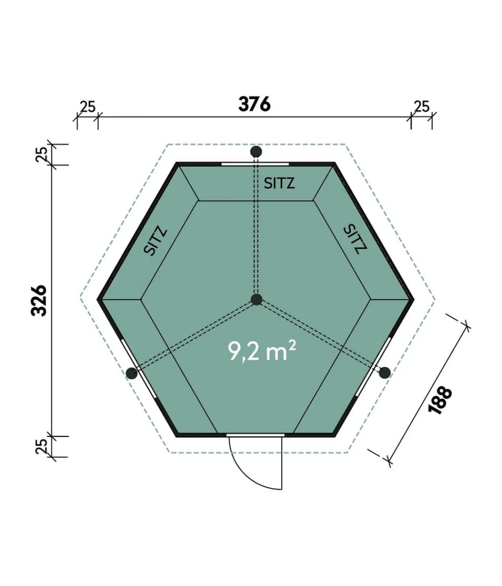 Wolff Finnhaus Gartenhäuser & Gerätehäuser > Gartenhaus Grillkota Basic 9, ca. B426/H330/T376 cm