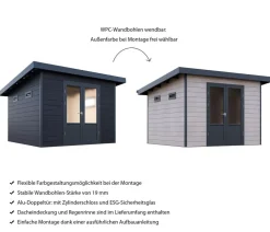 Wolff Finnhaus Gartenhäuser & Gerätehäuser > Gerätehaus Terra 3030, ca. B365/H237/T341 cm