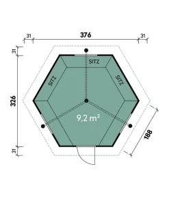 Wolff Finnhaus Gartenhäuser & Gerätehäuser - Grillkota 9 de luxe, ca. B438/H364/T388 cm Dunkelrot