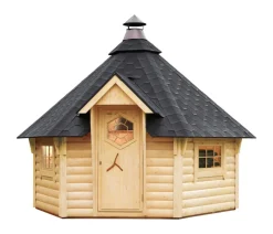 Wolff Finnhaus Gartenhäuser & Gerätehäuser - Grillkota 9 de luxe C DS, ca. B438/H364/T388 cm