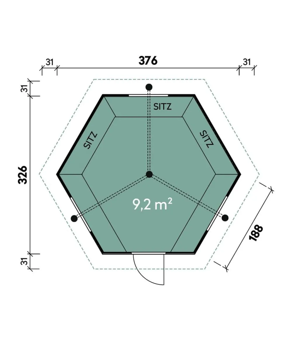 Wolff Finnhaus Gartenhäuser & Gerätehäuser - Grillkota 9 de luxe C DS, ca. B438/H364/T388 cm