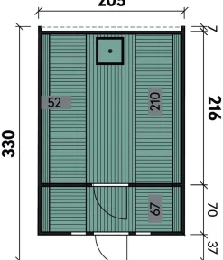 Wolff Finnhaus Saunafass Basic 330 montiert, ca. B205/H210/T330 cm Schwarz Clearance