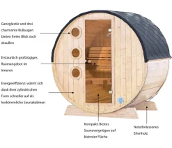 Wolff Finnhaus Saunas & Infrarotkabinen - Saunafass Mini 160 Bausatz, ca. B205/H215/T160 cm Schwarz