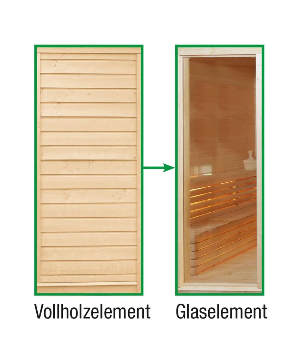 Wolff Finnhaus Tauschelement Paradiso Vollholz zu Glas Transparent Hot
