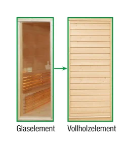 Wolff Finnhaus Saunas & Infrarotkabinen - Tauschelement Paradiso Glas zu Vollholz Natur