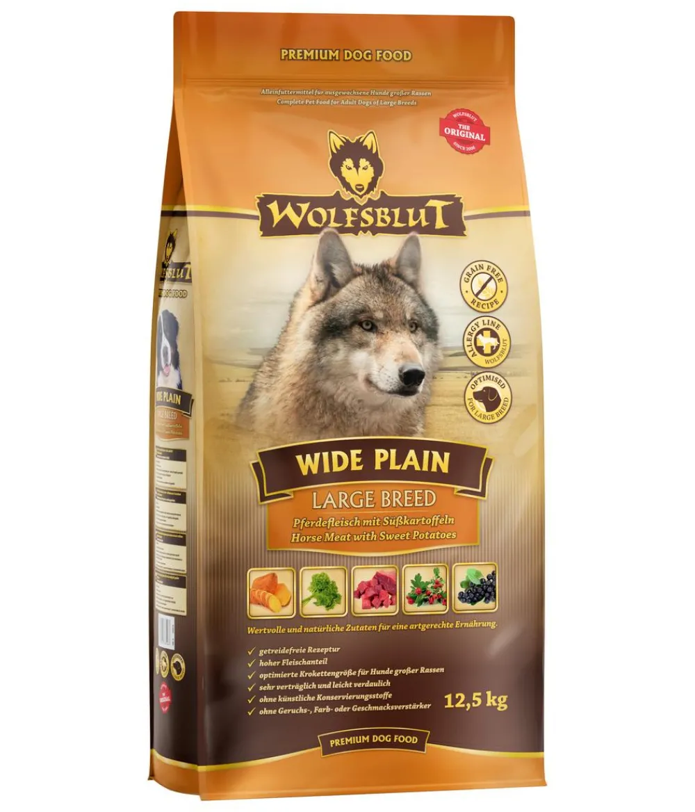 WOLFSBLUT Trockenfutter für Hunde Wide Plain Large Breed, Pferd & Süßkartoffel Clearance