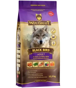 WOLFSBLUT Trockenfutter Hund - Trockenfutter für Hunde Black Bird, Adult, Truthahn & Süßkartoffel