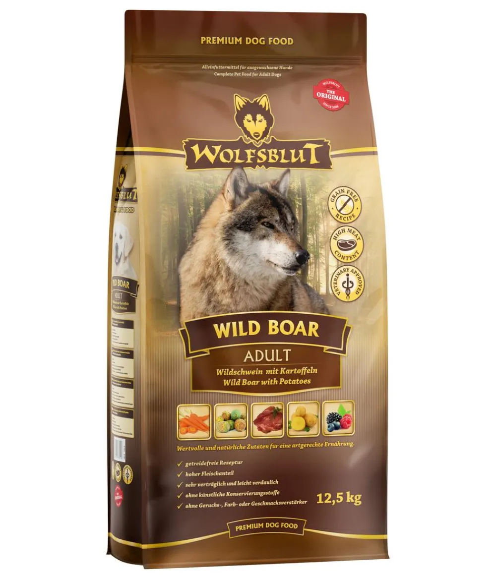 WOLFSBLUT Trockenfutter für Hunde Wild Boar, Adult, Wildschwein & Kartoffel