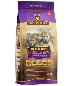WOLFSBLUT Trockenfutter Hund > Trockenfutter für Hunde Black Bird Puppy Large Breed, Truthahn & Süßkartoffel, 12,5 kg