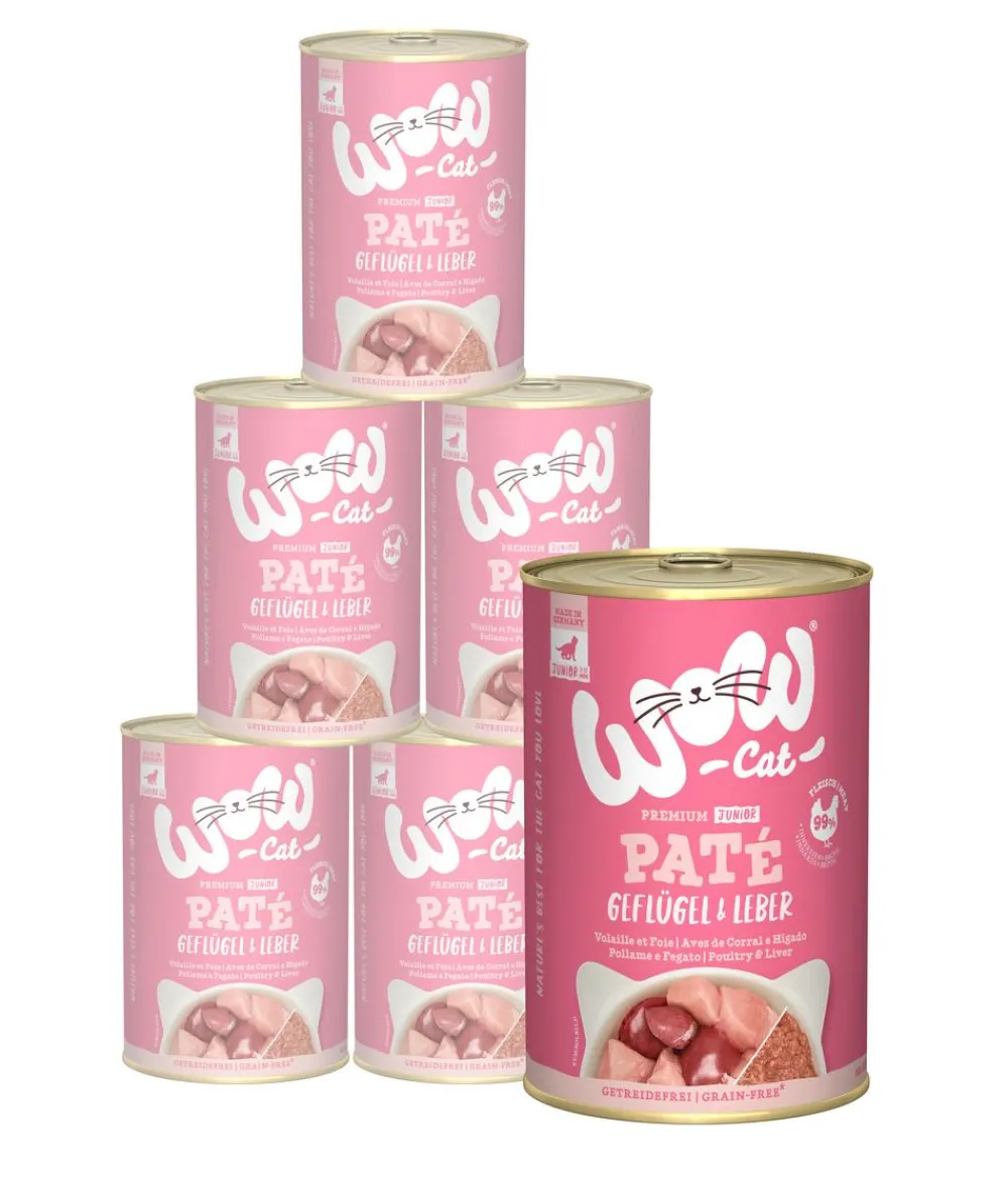 WOW Nassfutter Katze > ® Cat Nassfutter für Katzen Premium Paté Junior, 6 x 400 g