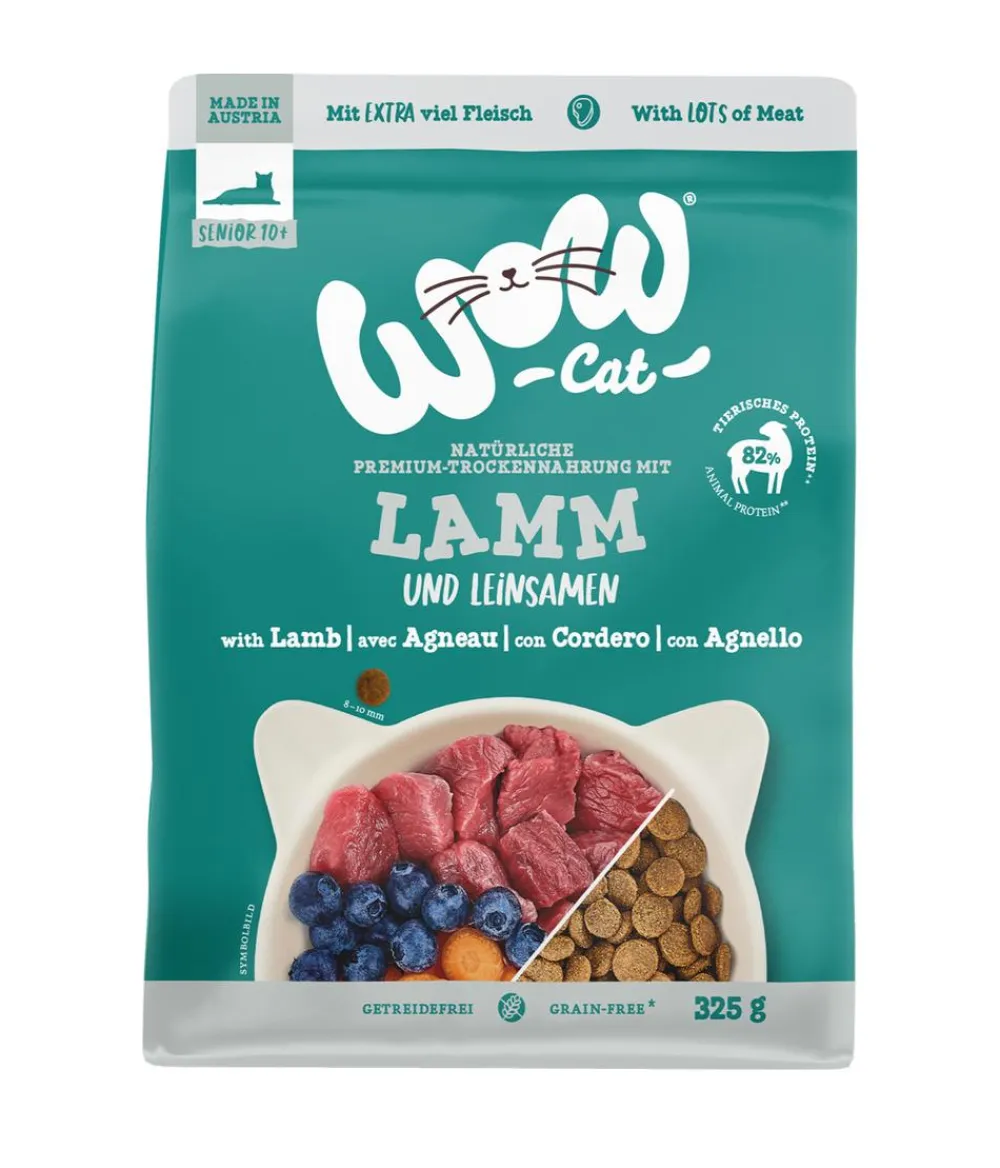 WOW Trockenfutter Katze > ® Cat Trockenfutter für Katzen Senior, Lamm & Leinsamen