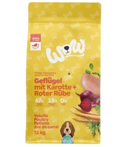WOW Trockenfutter Hund - ® Trockenfutter für Hunde Junior Geflügel mit Karotte + Roter Rübe