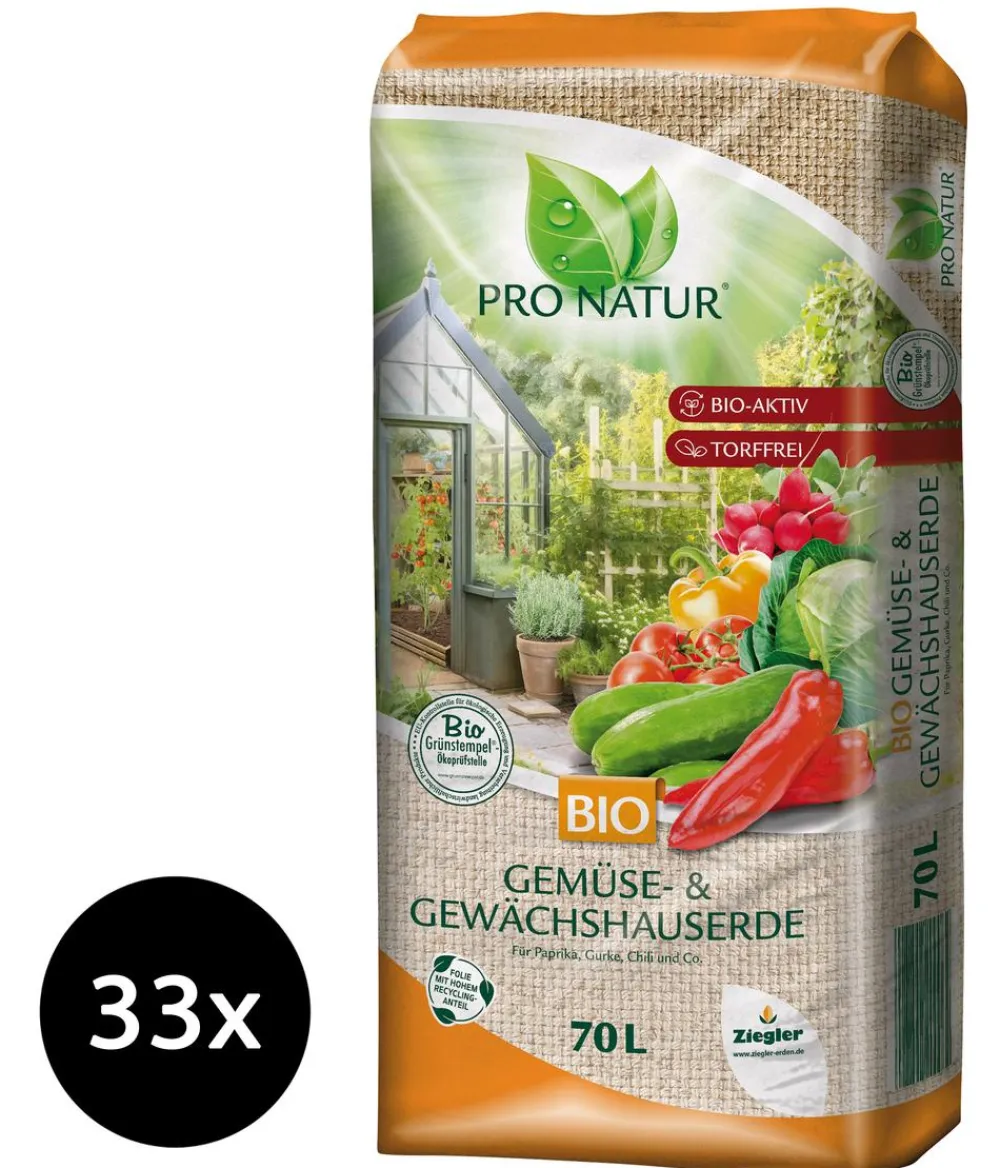 Ziegler Spezialerde > Pro Natur BIO Gemüse- und Gewächshauserde, 33 x 70 Liter